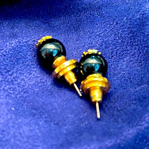 Tory Burch black and gold Studs - Picture 2 of 4